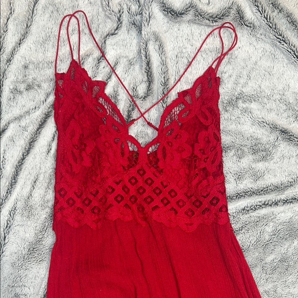 Free people Red Lace Trim Dress